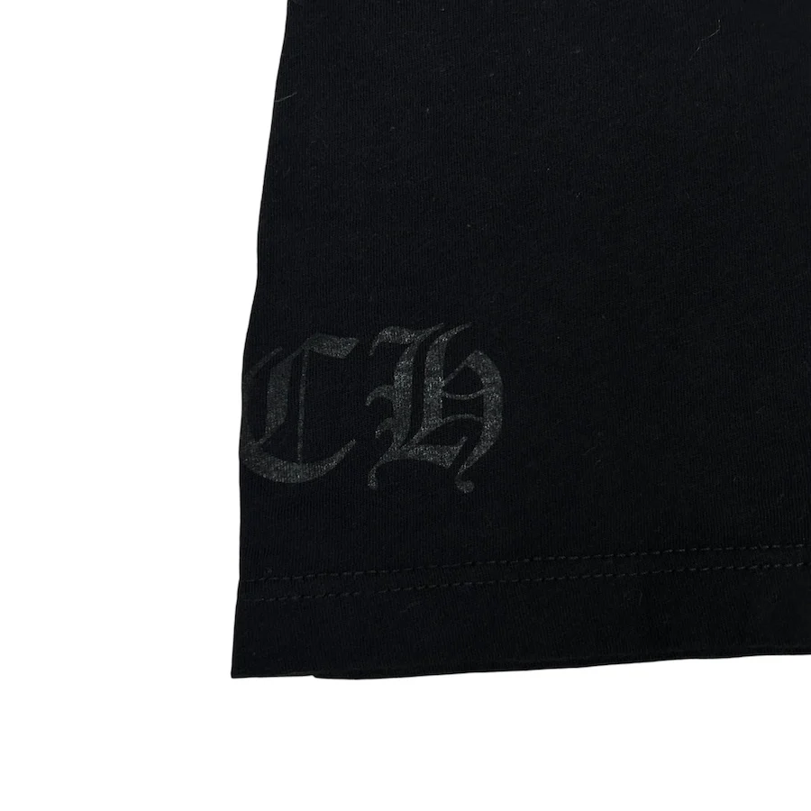 CHROME HEARTS WOMENS SCOOP NECK SCROLL LOGO TEE - BLACK - Image 3
