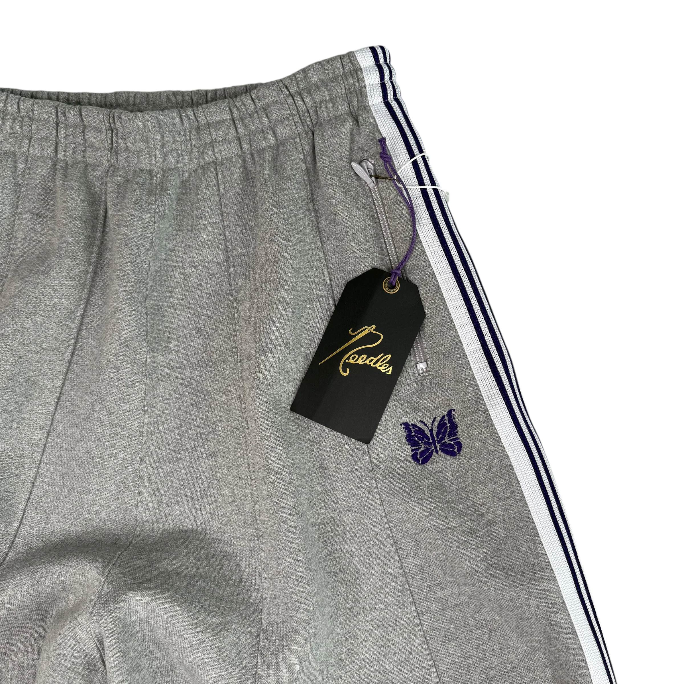 (NEW) NEEDLES H.D. COTTON JERSEY TRACK PANTS - GREY/PURPLE - Image 3